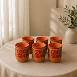 Pack Of Handmade Painted Clay Water Drinking Glass ]]