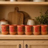 Pack Of Handmade Painted Clay Water Drinking Glass ]]