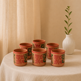 Pack Of Handmade Painted Clay Water Drinking Glass ]]